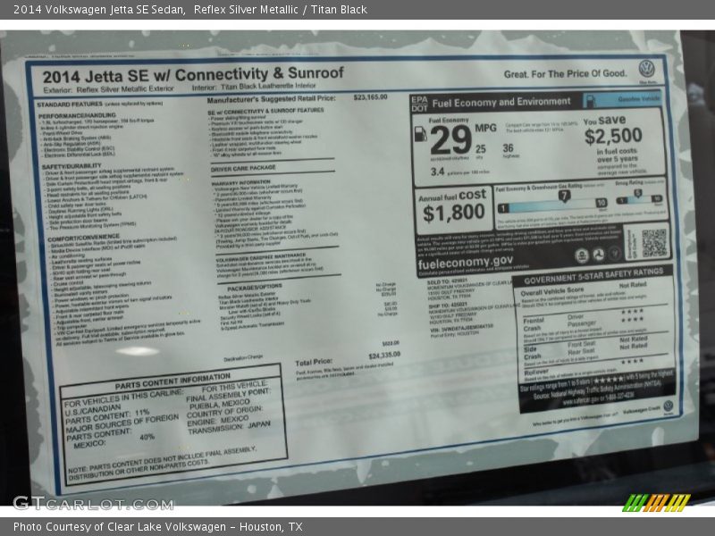 Reflex Silver Metallic / Titan Black 2014 Volkswagen Jetta SE Sedan