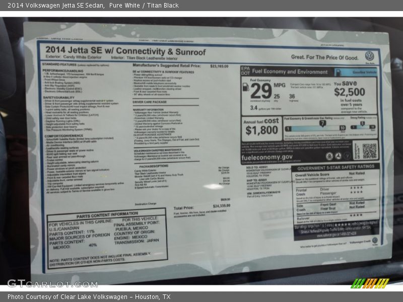 Pure White / Titan Black 2014 Volkswagen Jetta SE Sedan