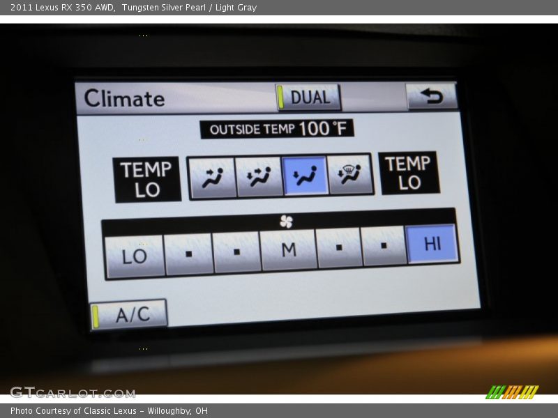 Tungsten Silver Pearl / Light Gray 2011 Lexus RX 350 AWD