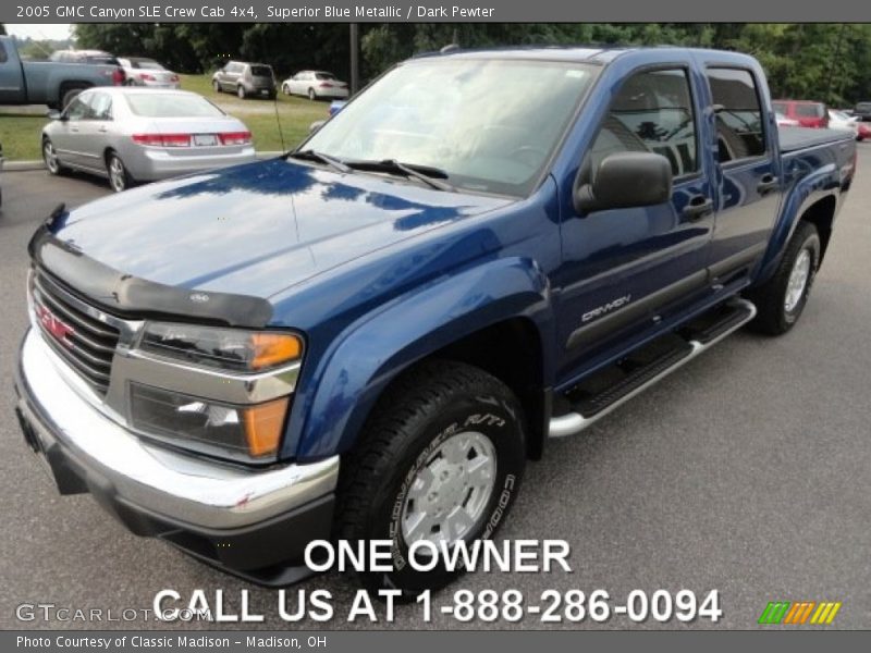 Superior Blue Metallic / Dark Pewter 2005 GMC Canyon SLE Crew Cab 4x4