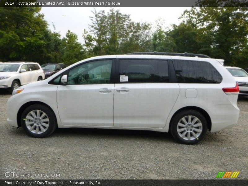 Blizzard White Pearl / Bisque 2014 Toyota Sienna Limited AWD