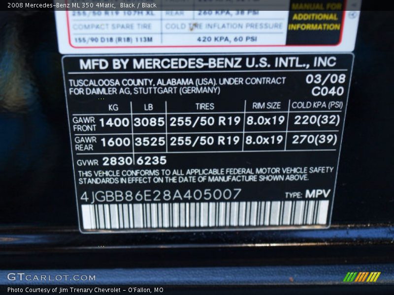 Black / Black 2008 Mercedes-Benz ML 350 4Matic