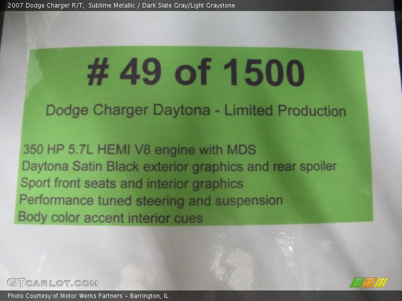 Sublime Metallic / Dark Slate Gray/Light Graystone 2007 Dodge Charger R/T