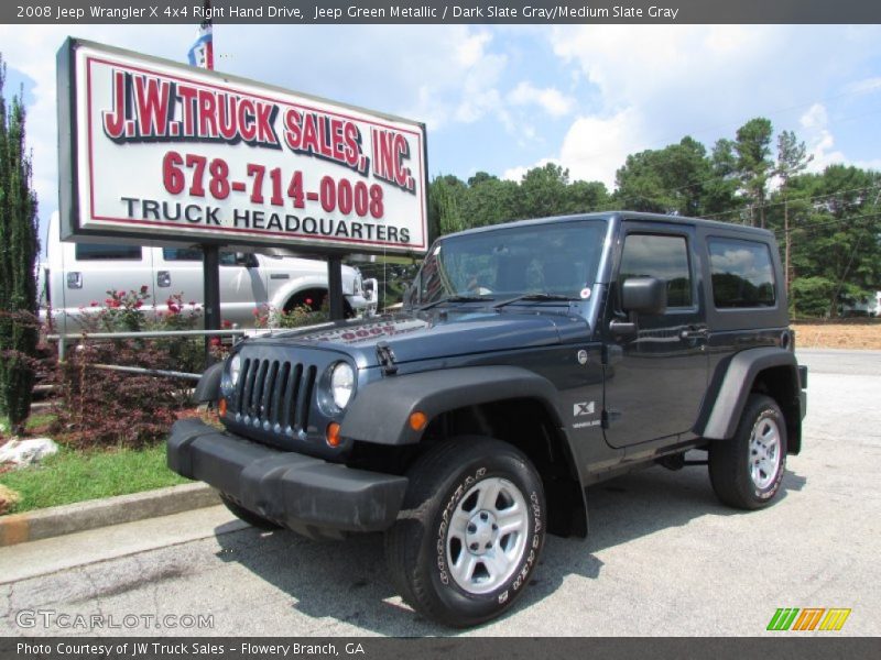 Jeep Green Metallic / Dark Slate Gray/Medium Slate Gray 2008 Jeep Wrangler X 4x4 Right Hand Drive