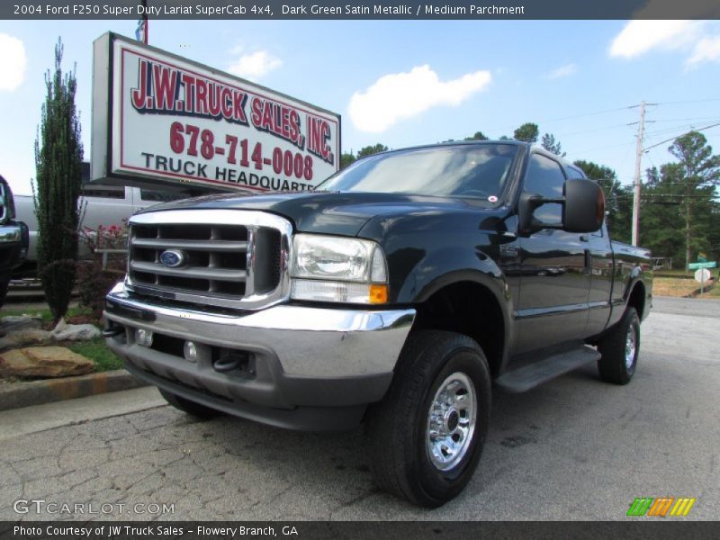Dark Green Satin Metallic / Medium Parchment 2004 Ford F250 Super Duty Lariat SuperCab 4x4