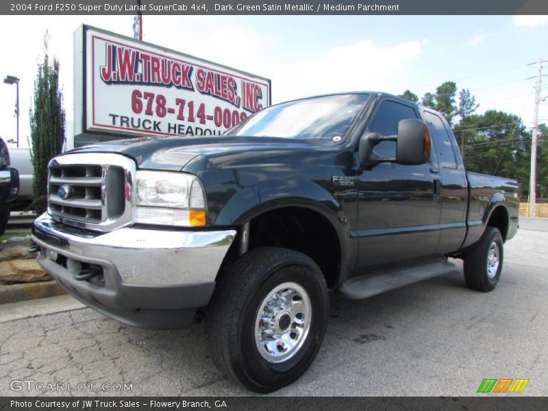 Dark Green Satin Metallic / Medium Parchment 2004 Ford F250 Super Duty Lariat SuperCab 4x4