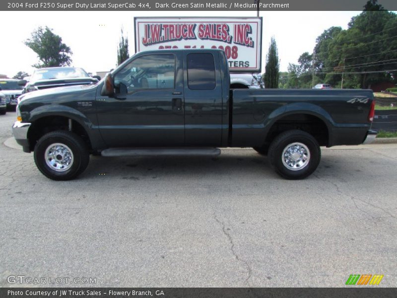 Dark Green Satin Metallic / Medium Parchment 2004 Ford F250 Super Duty Lariat SuperCab 4x4