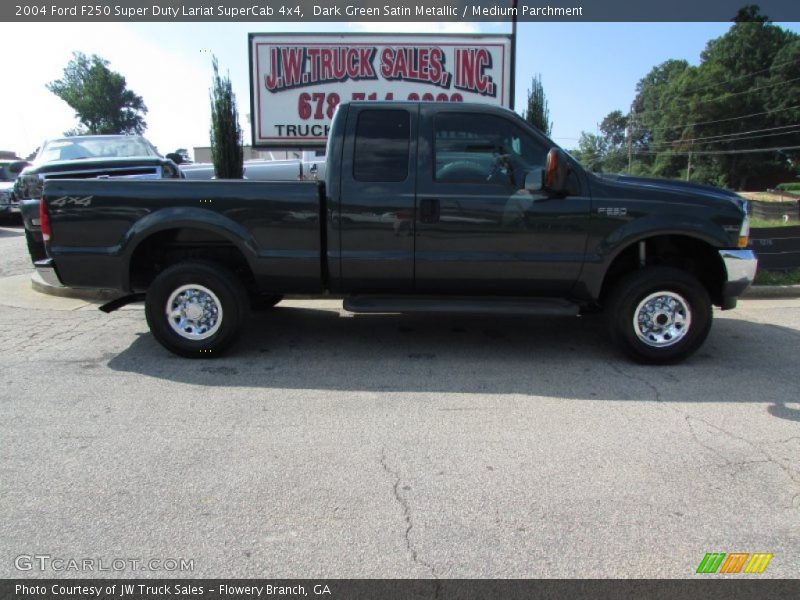 Dark Green Satin Metallic / Medium Parchment 2004 Ford F250 Super Duty Lariat SuperCab 4x4
