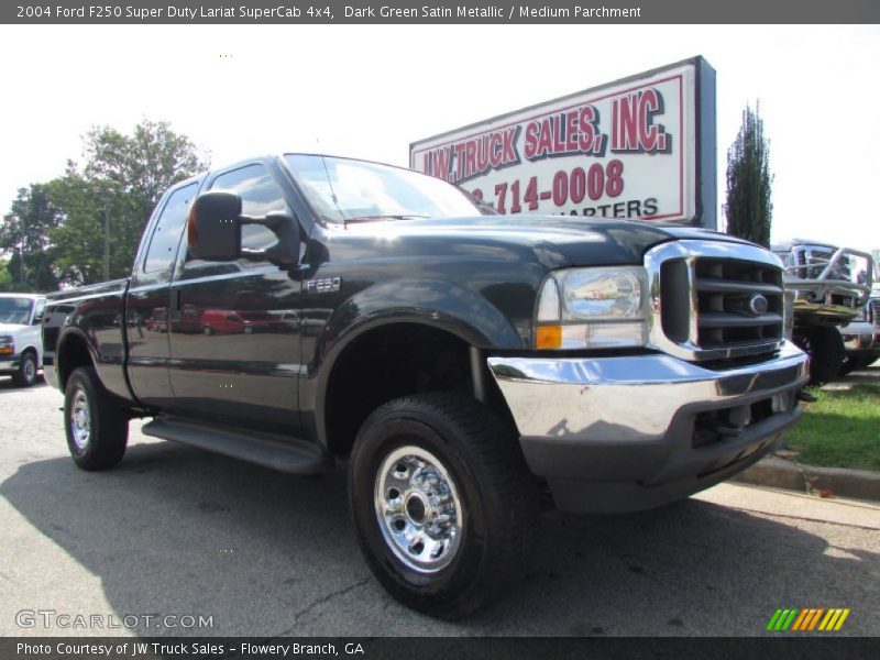 Dark Green Satin Metallic / Medium Parchment 2004 Ford F250 Super Duty Lariat SuperCab 4x4