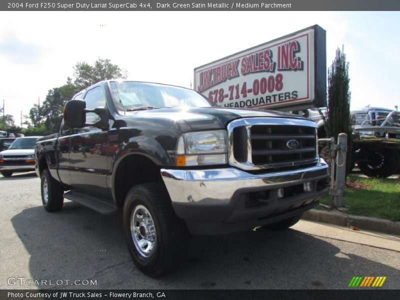 Dark Green Satin Metallic / Medium Parchment 2004 Ford F250 Super Duty Lariat SuperCab 4x4