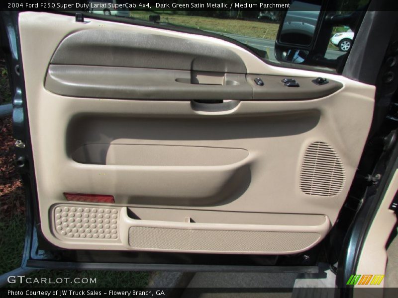 Dark Green Satin Metallic / Medium Parchment 2004 Ford F250 Super Duty Lariat SuperCab 4x4