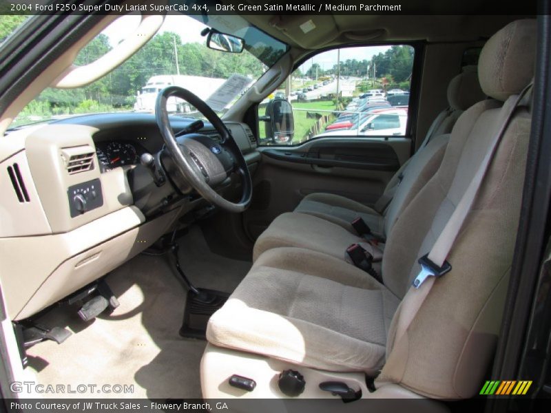 Dark Green Satin Metallic / Medium Parchment 2004 Ford F250 Super Duty Lariat SuperCab 4x4