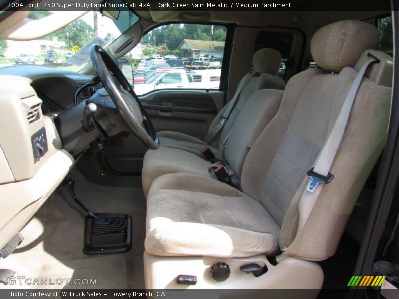 Dark Green Satin Metallic / Medium Parchment 2004 Ford F250 Super Duty Lariat SuperCab 4x4