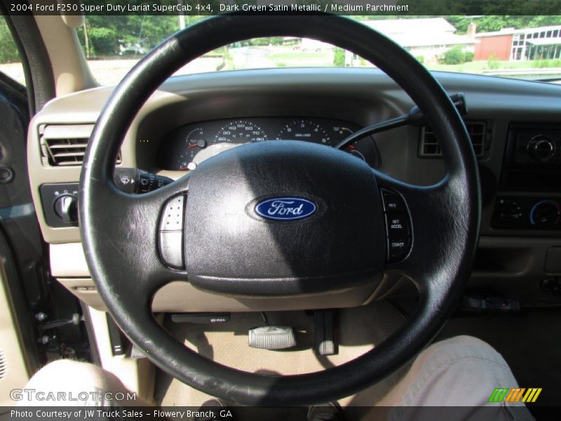 Dark Green Satin Metallic / Medium Parchment 2004 Ford F250 Super Duty Lariat SuperCab 4x4