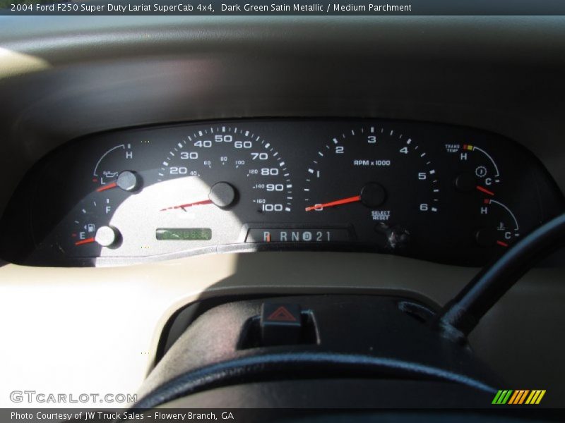 Dark Green Satin Metallic / Medium Parchment 2004 Ford F250 Super Duty Lariat SuperCab 4x4