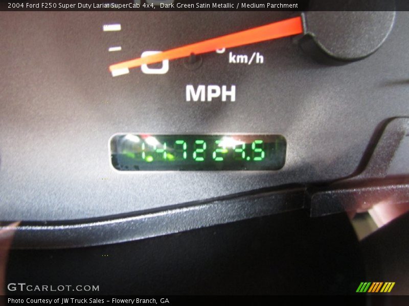 Dark Green Satin Metallic / Medium Parchment 2004 Ford F250 Super Duty Lariat SuperCab 4x4