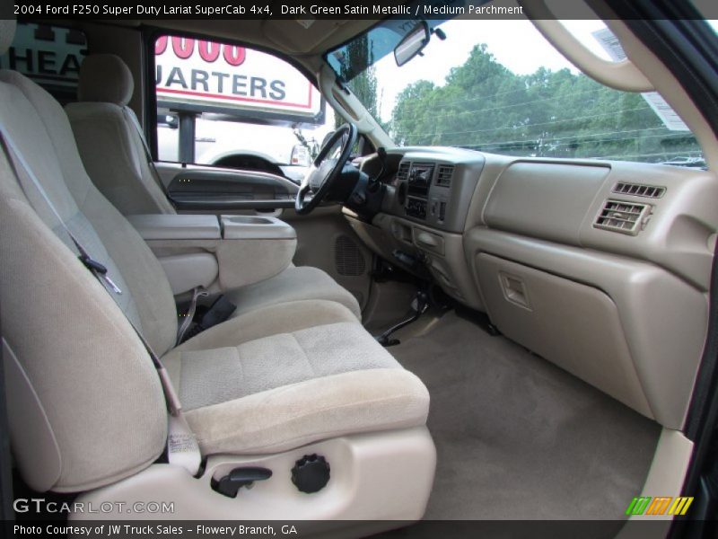 Dark Green Satin Metallic / Medium Parchment 2004 Ford F250 Super Duty Lariat SuperCab 4x4