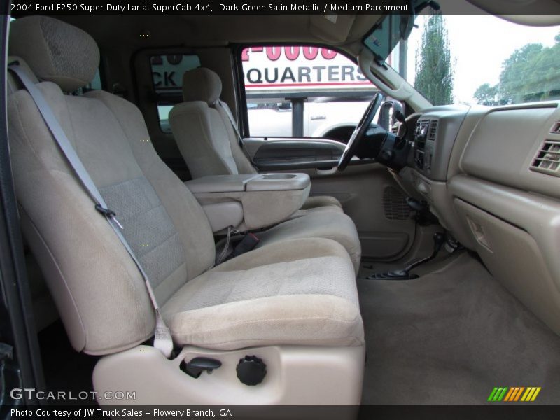 Dark Green Satin Metallic / Medium Parchment 2004 Ford F250 Super Duty Lariat SuperCab 4x4
