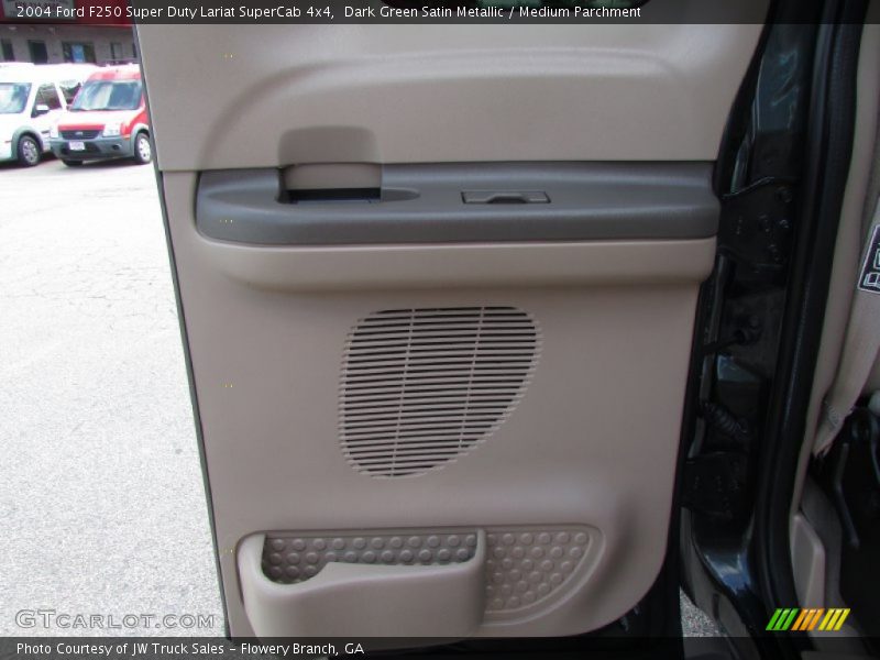 Dark Green Satin Metallic / Medium Parchment 2004 Ford F250 Super Duty Lariat SuperCab 4x4