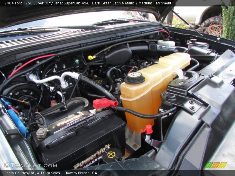 Dark Green Satin Metallic / Medium Parchment 2004 Ford F250 Super Duty Lariat SuperCab 4x4