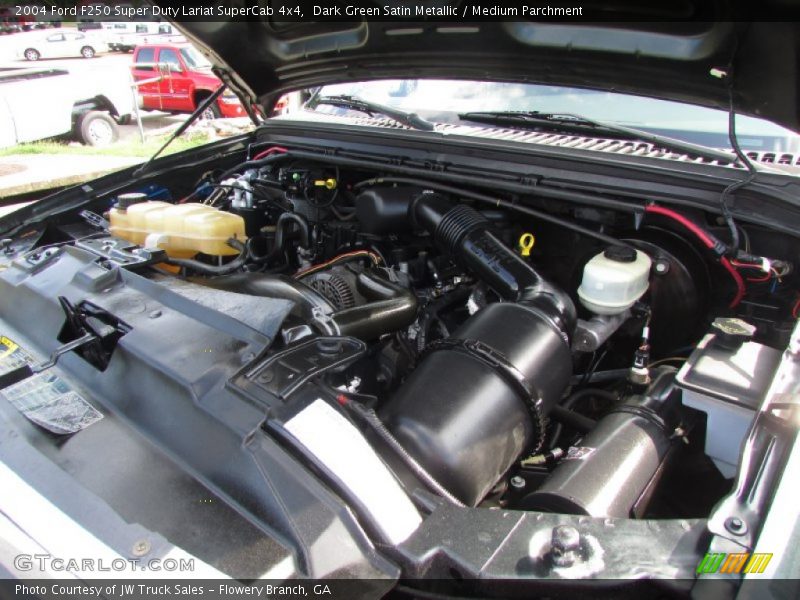 Dark Green Satin Metallic / Medium Parchment 2004 Ford F250 Super Duty Lariat SuperCab 4x4