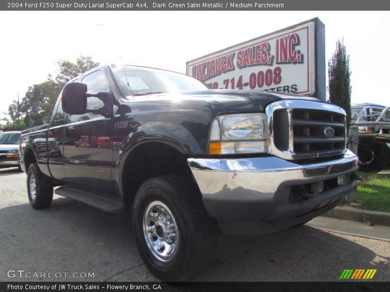 Dark Green Satin Metallic / Medium Parchment 2004 Ford F250 Super Duty Lariat SuperCab 4x4