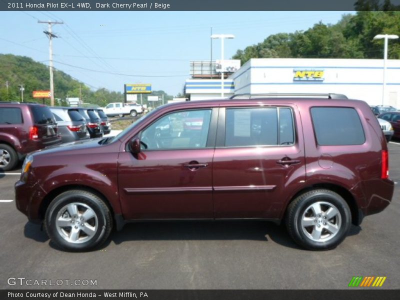 Dark Cherry Pearl / Beige 2011 Honda Pilot EX-L 4WD