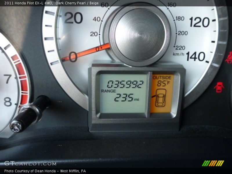 Dark Cherry Pearl / Beige 2011 Honda Pilot EX-L 4WD