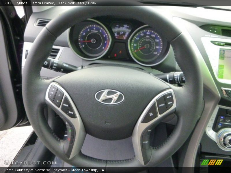 Black Noir Pearl / Gray 2012 Hyundai Elantra Limited