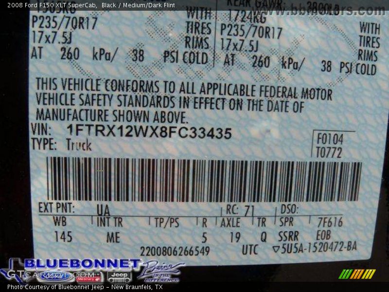 Black / Medium/Dark Flint 2008 Ford F150 XLT SuperCab