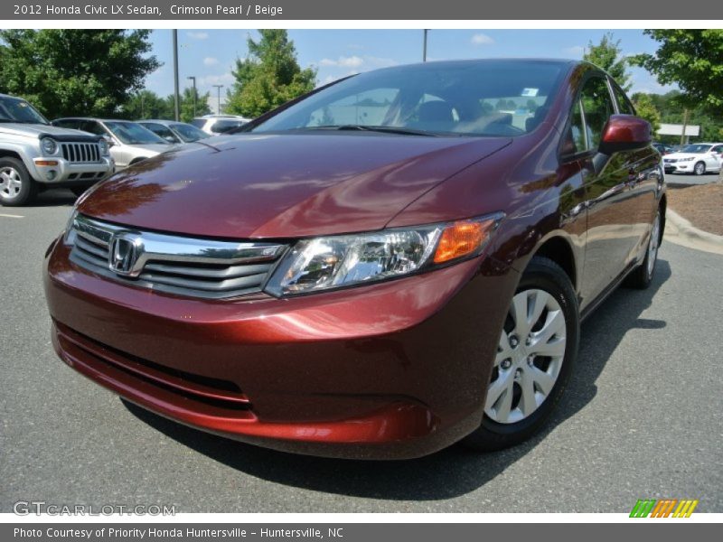 Crimson Pearl / Beige 2012 Honda Civic LX Sedan