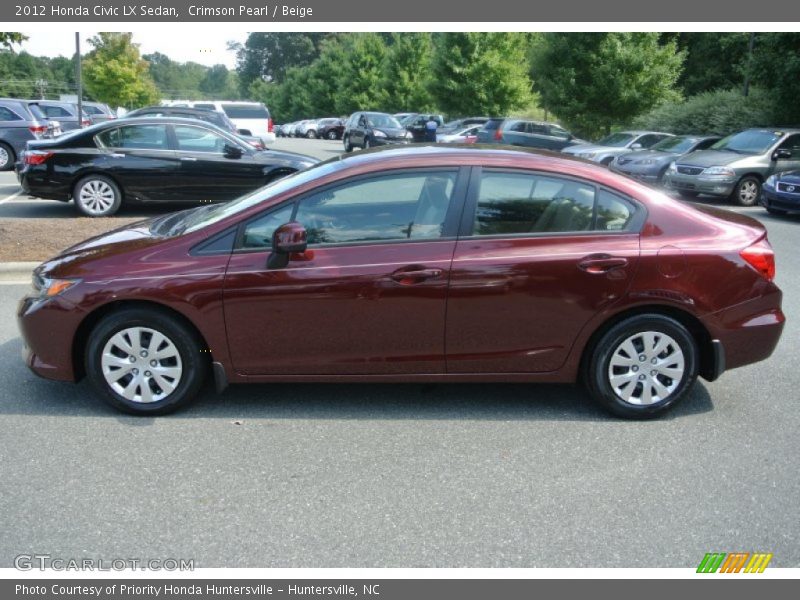 Crimson Pearl / Beige 2012 Honda Civic LX Sedan