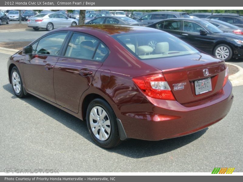Crimson Pearl / Beige 2012 Honda Civic LX Sedan
