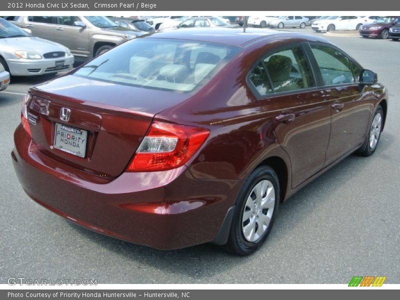 Crimson Pearl / Beige 2012 Honda Civic LX Sedan