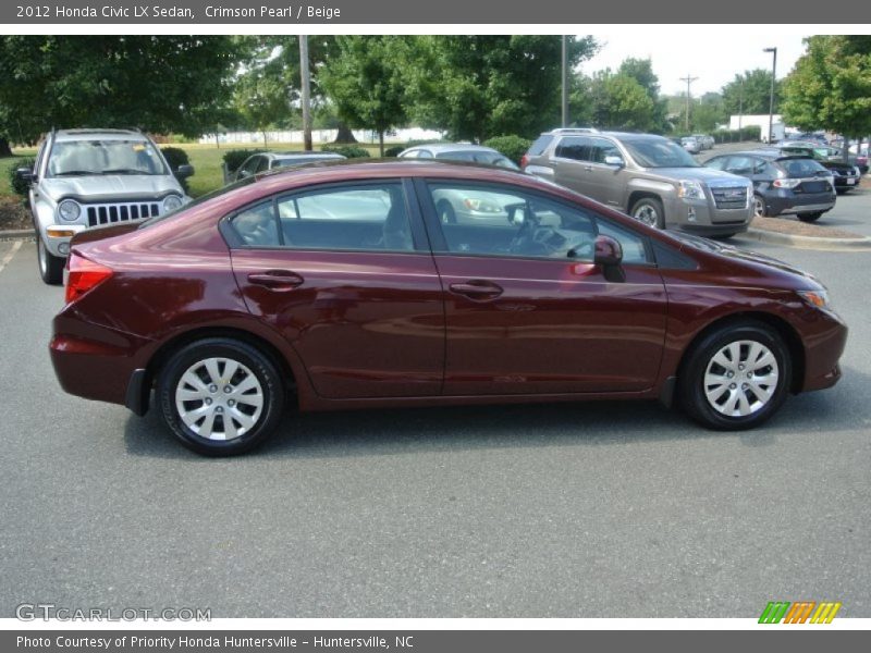 Crimson Pearl / Beige 2012 Honda Civic LX Sedan