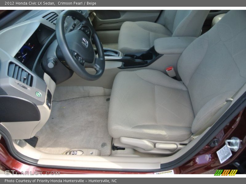 Crimson Pearl / Beige 2012 Honda Civic LX Sedan
