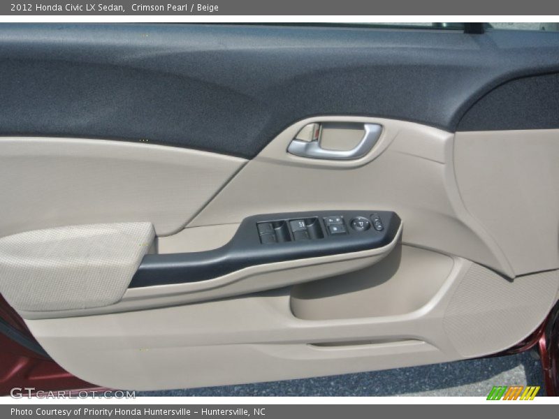 Crimson Pearl / Beige 2012 Honda Civic LX Sedan