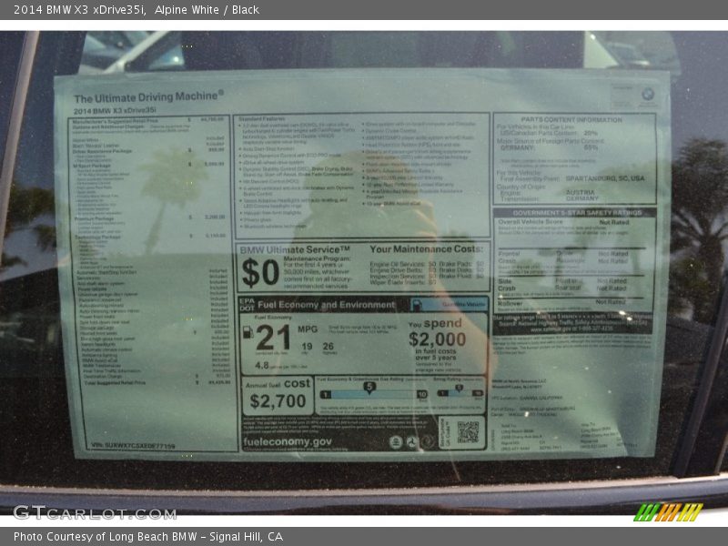 Alpine White / Black 2014 BMW X3 xDrive35i