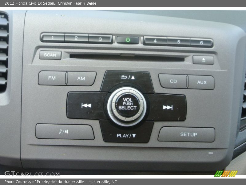 Crimson Pearl / Beige 2012 Honda Civic LX Sedan