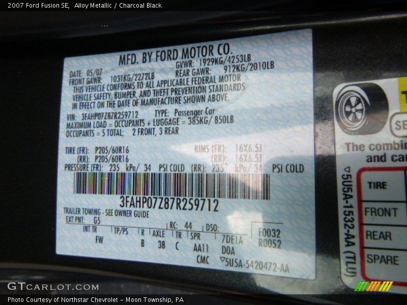 Alloy Metallic / Charcoal Black 2007 Ford Fusion SE