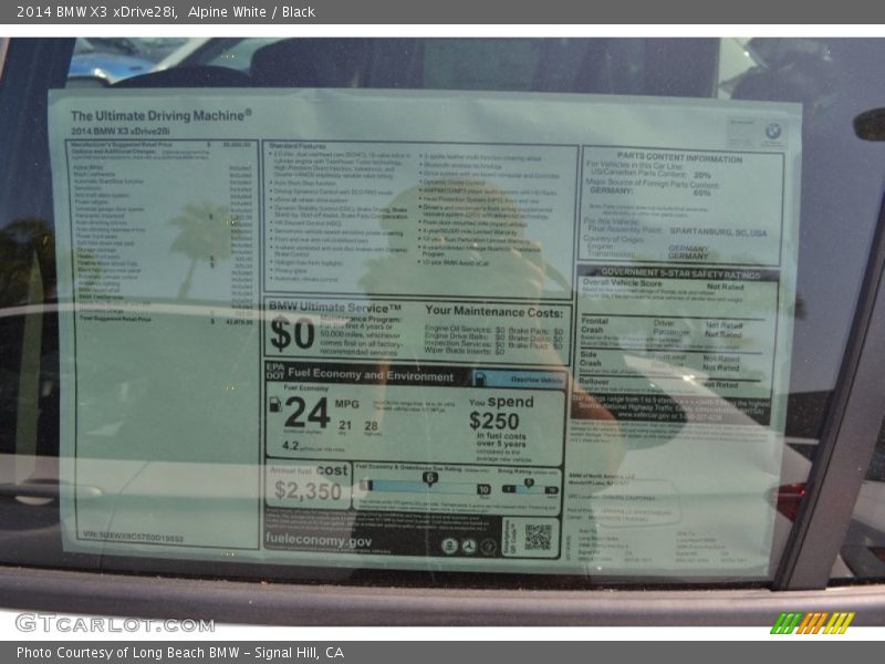 Alpine White / Black 2014 BMW X3 xDrive28i