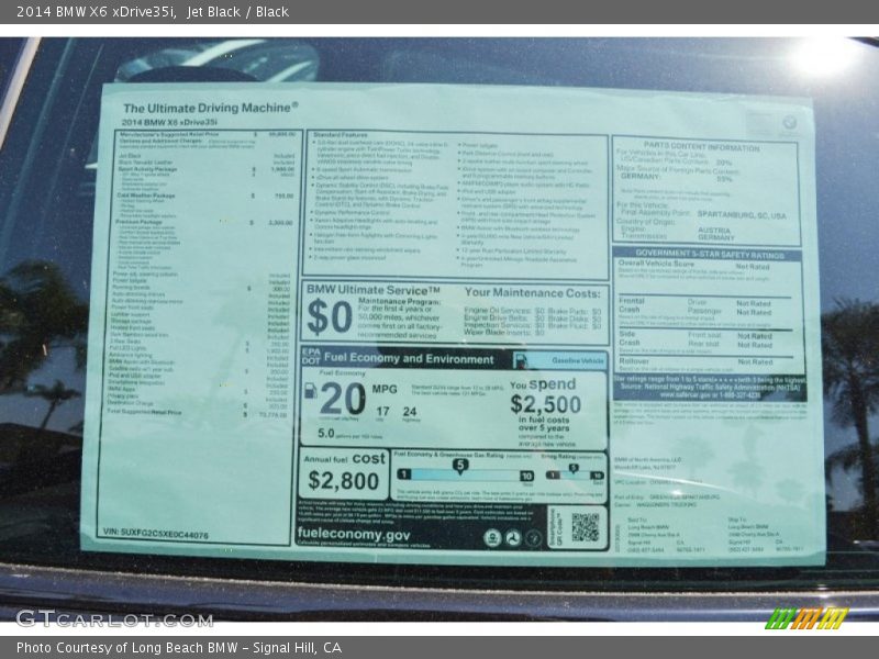  2014 X6 xDrive35i Window Sticker