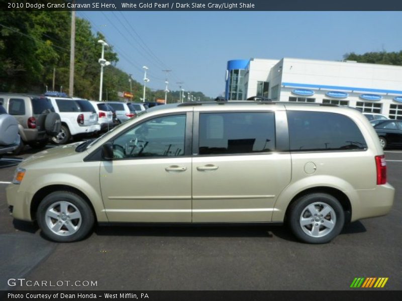 White Gold Pearl / Dark Slate Gray/Light Shale 2010 Dodge Grand Caravan SE Hero