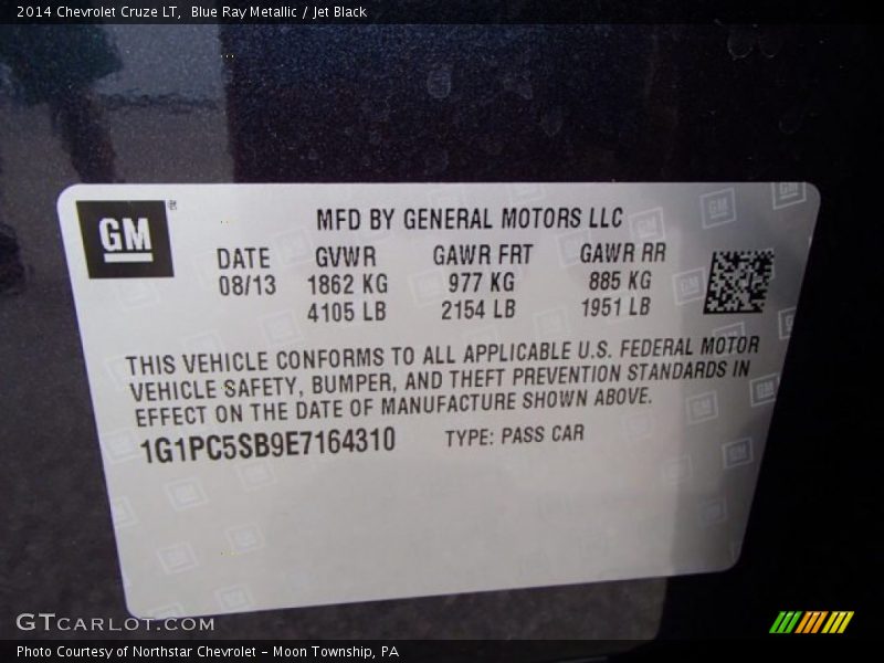 Blue Ray Metallic / Jet Black 2014 Chevrolet Cruze LT