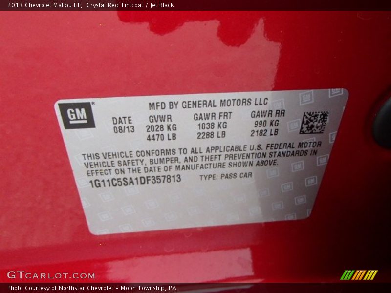 Crystal Red Tintcoat / Jet Black 2013 Chevrolet Malibu LT
