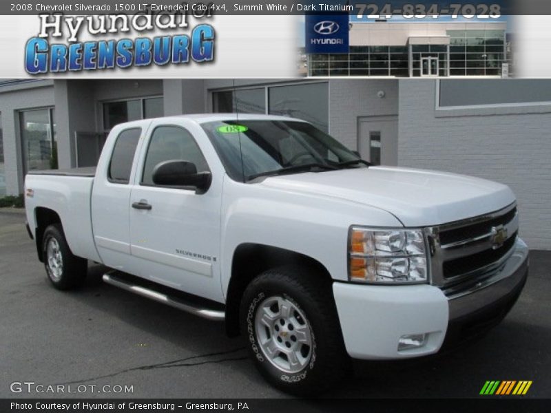 Summit White / Dark Titanium 2008 Chevrolet Silverado 1500 LT Extended Cab 4x4