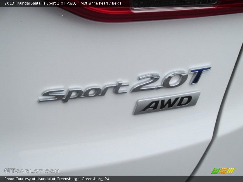 Frost White Pearl / Beige 2013 Hyundai Santa Fe Sport 2.0T AWD