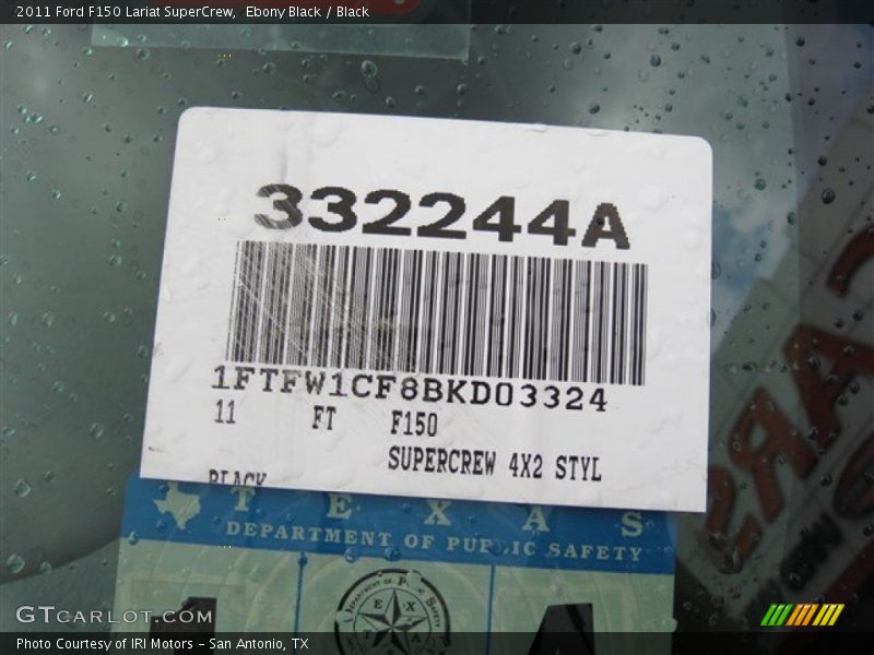 Ebony Black / Black 2011 Ford F150 Lariat SuperCrew