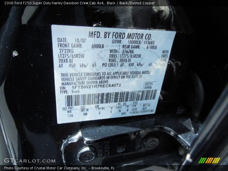 Black / Black/Dusted Copper 2008 Ford F250 Super Duty Harley Davidson Crew Cab 4x4