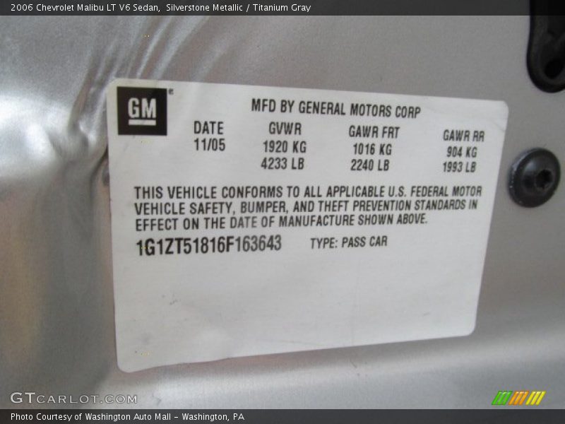 Silverstone Metallic / Titanium Gray 2006 Chevrolet Malibu LT V6 Sedan